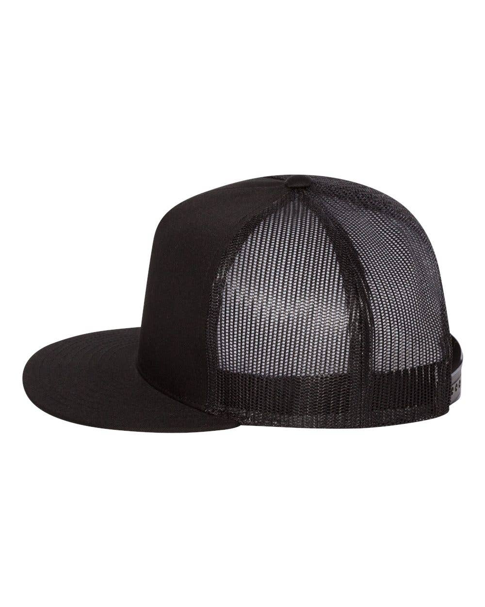 YP Classics®, Yupoong 6006 - Flat Bill Trucker Cap - 6006: Black/White/Black