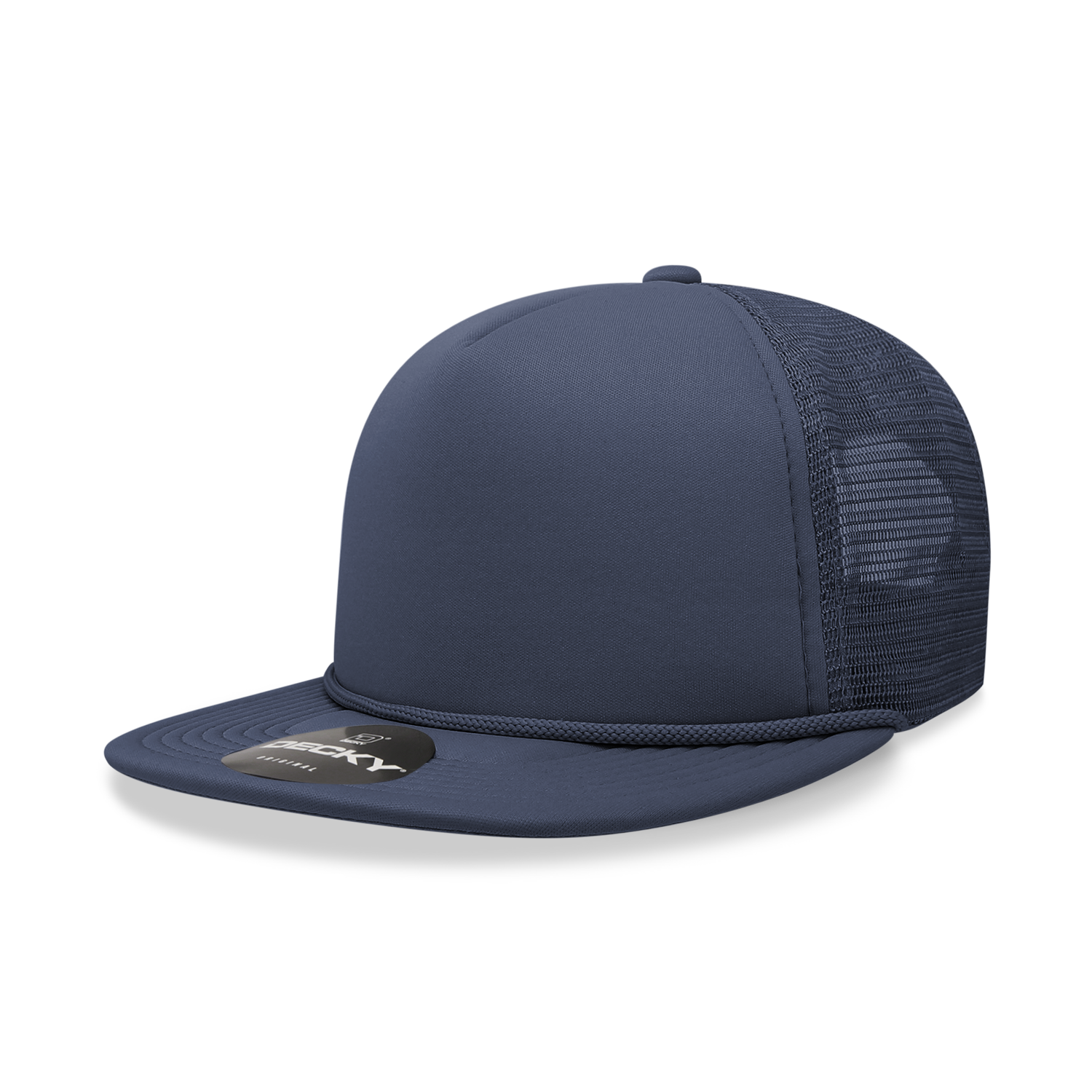 Decky 223 Blank Solid Color, Flat Bill Foam Trucker Hat: Cardinal