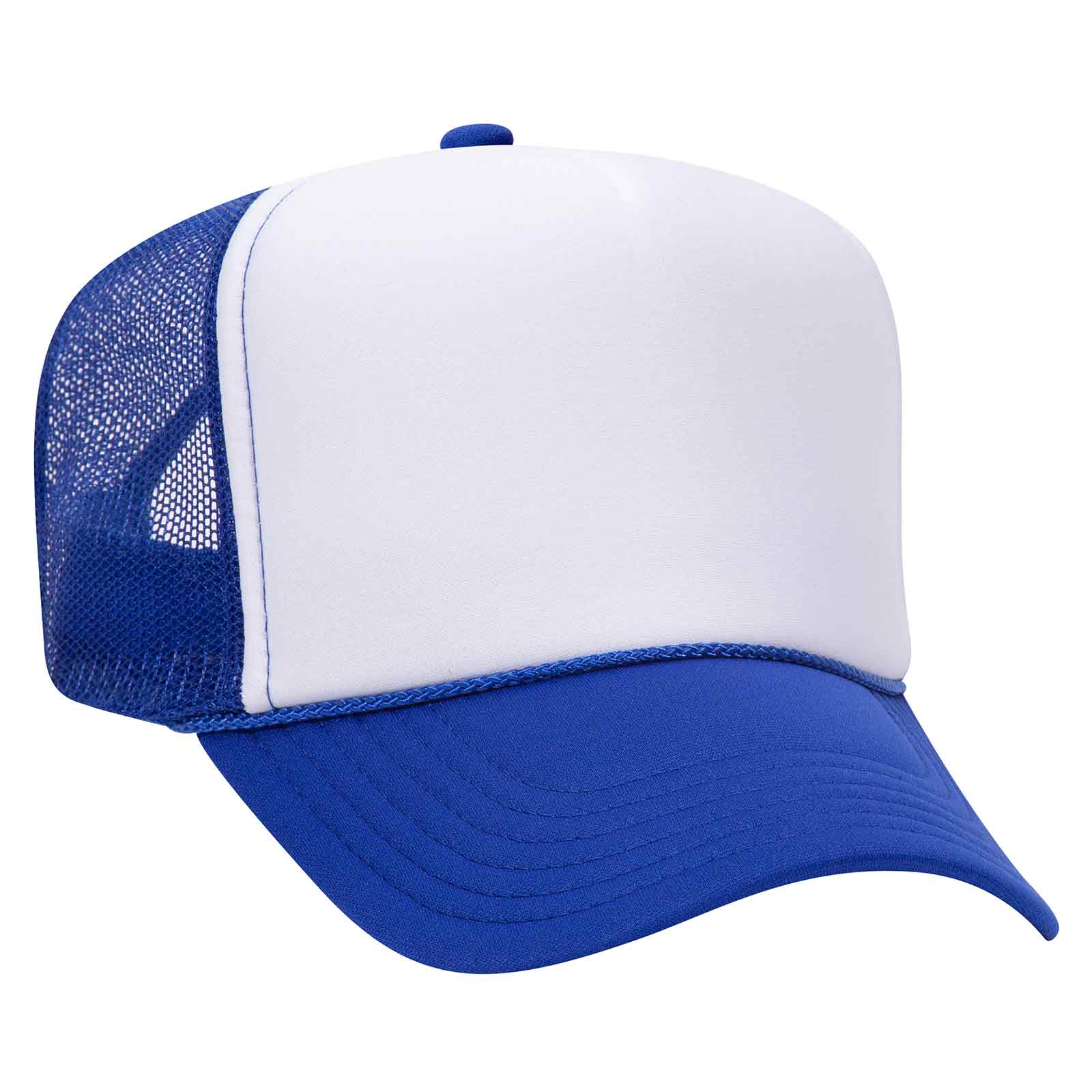 Otto 39-169 5 Panel High Crown Mesh Back Foam Trucker Hat, Polyester Foam Cap: Dk.Grn/Wht/Dk.Grn