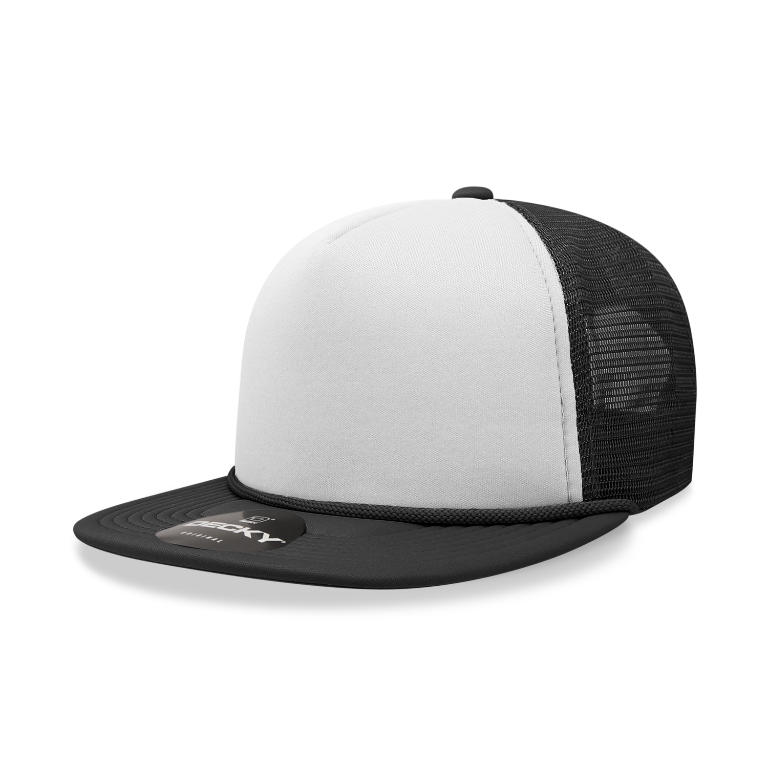 Decky 224 Blank 2-Tone Flat Bill Foam Trucker Hat: Orange